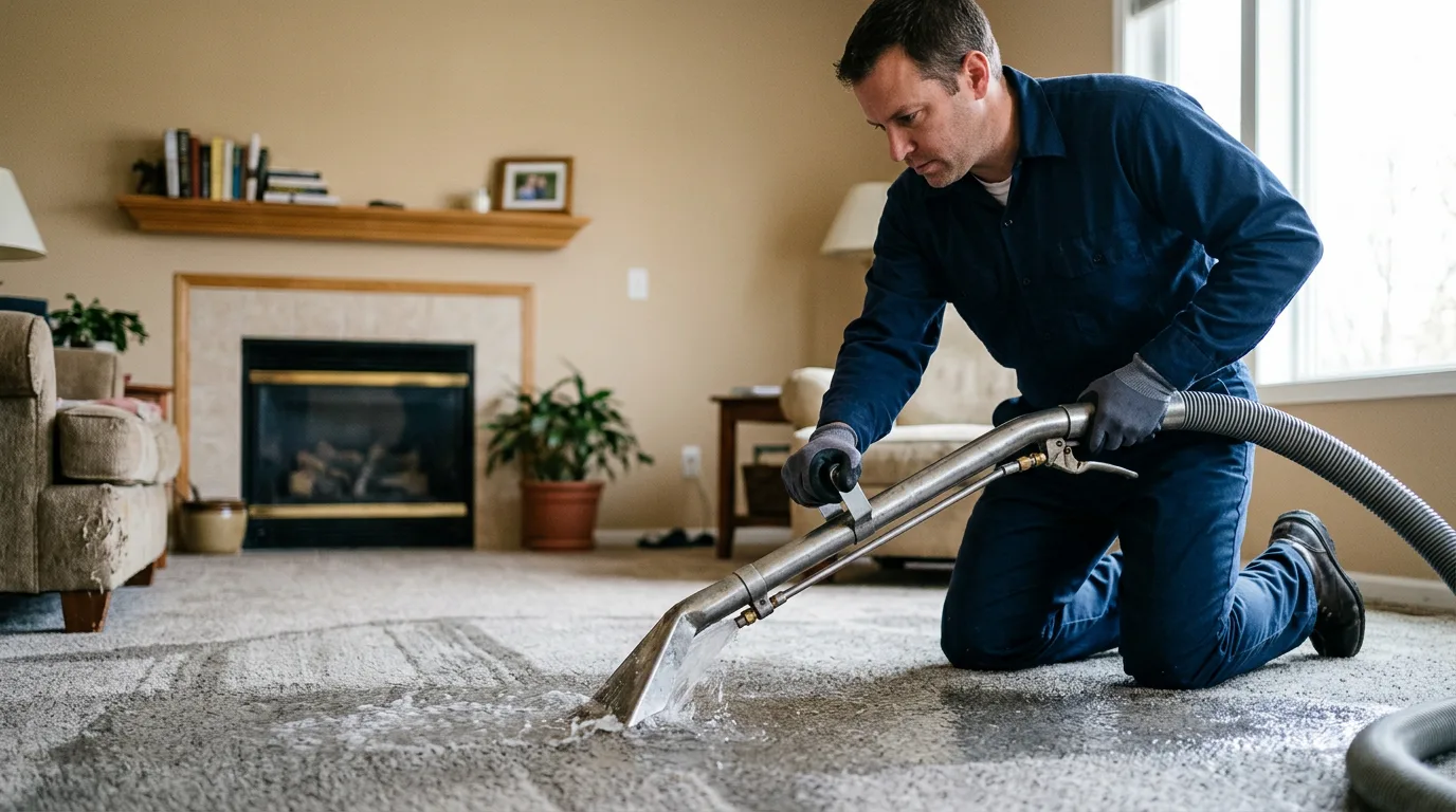 Water damage restoration technician working near Sherman, CT